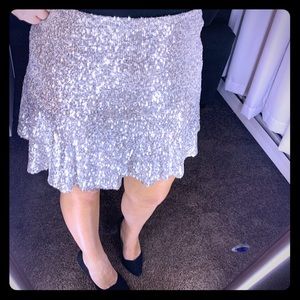 Free People silver sequin skirt